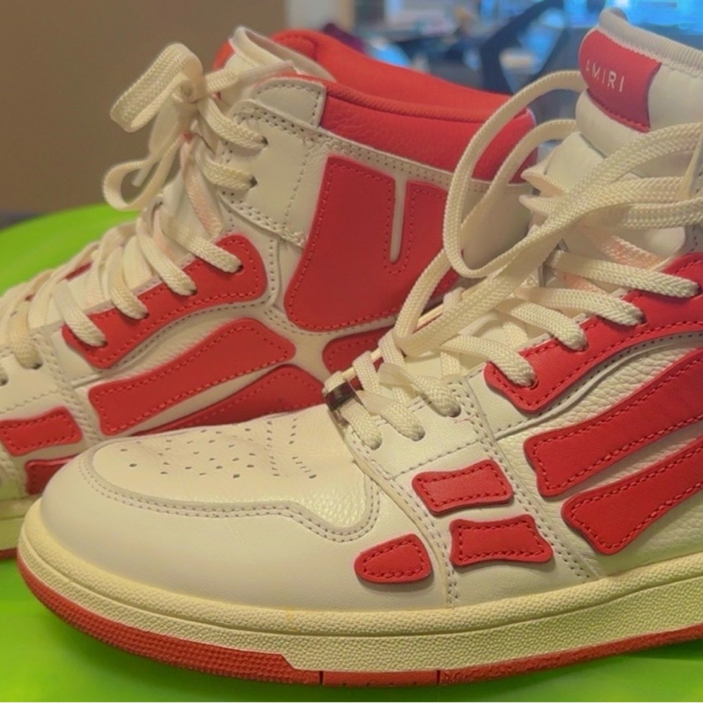 AMIRI Red and White Leather High-Tops